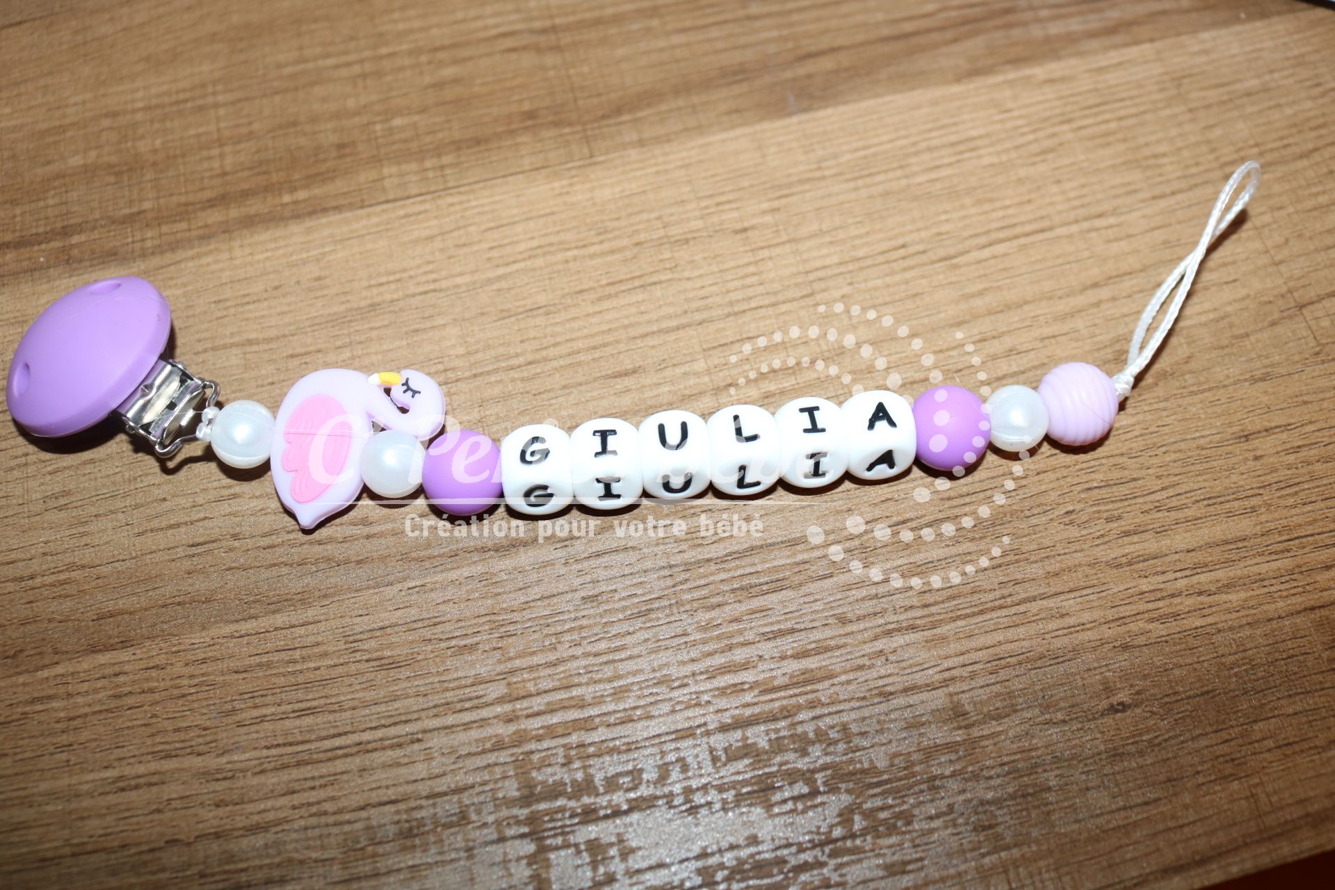 Attache tétine silicone prénom