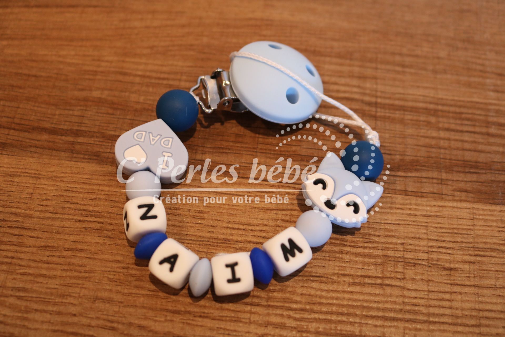 Attache tétine prénom silicone Attache tétine prénom silicone