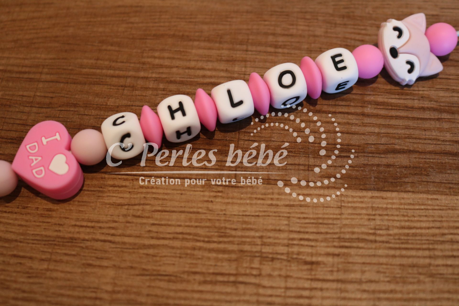 Attache tétine prénom silicone