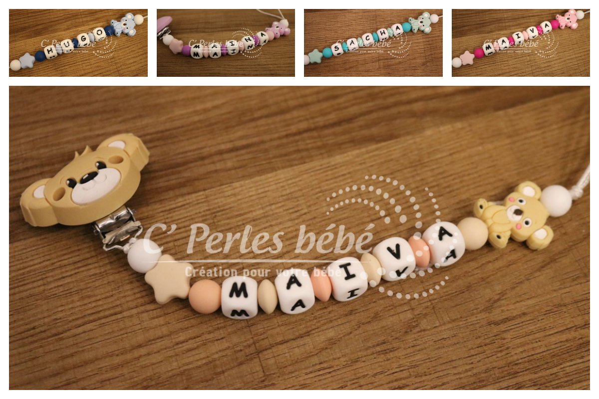 Attache tétine prénom silicone