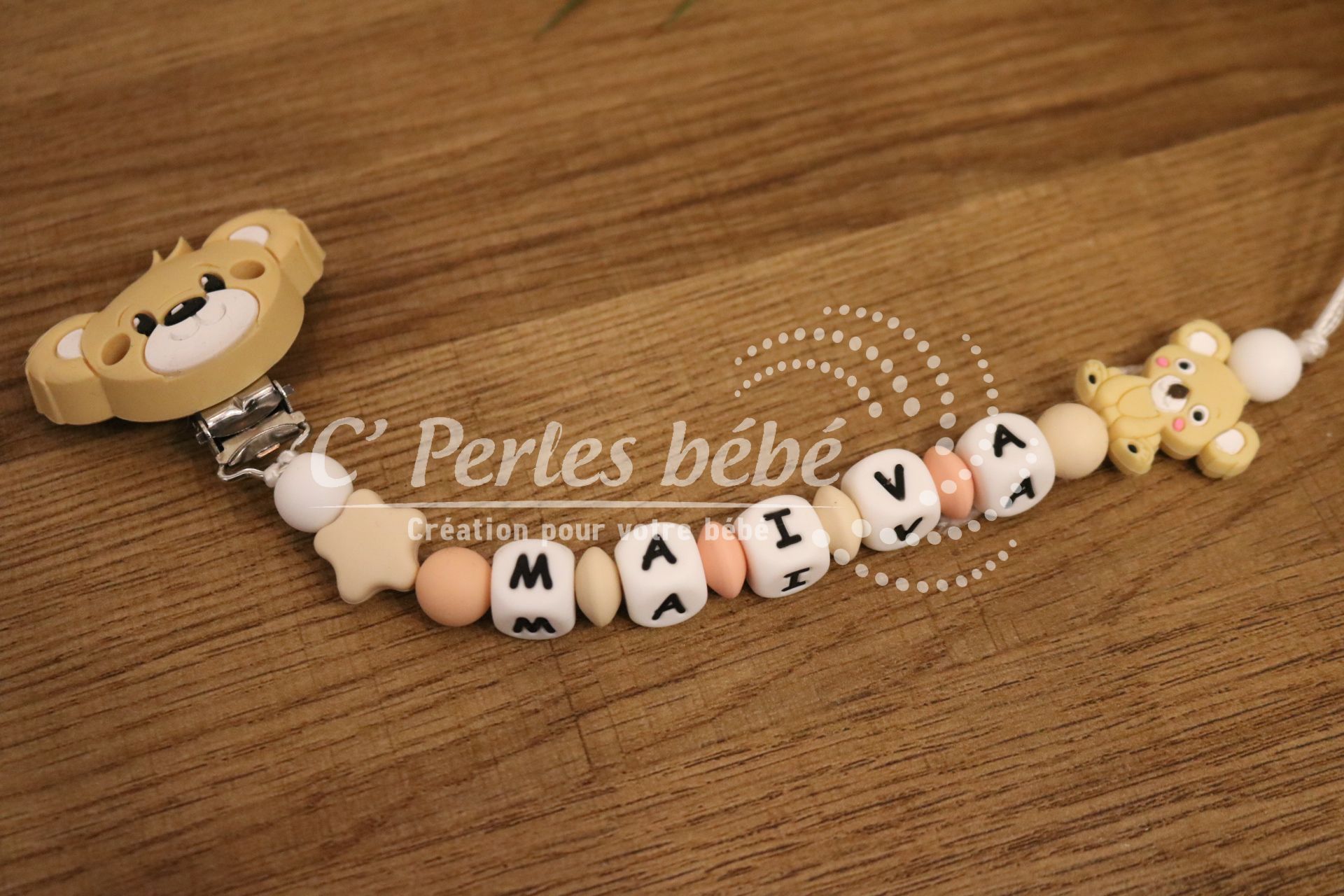 Attache tétine prénom silicone Attache tétine prénom silicone