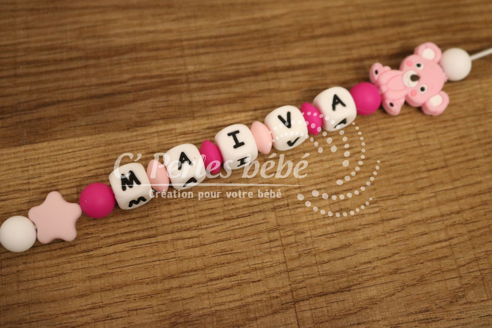 Attache tétine prénom silicone Attache tétine prénom silicone