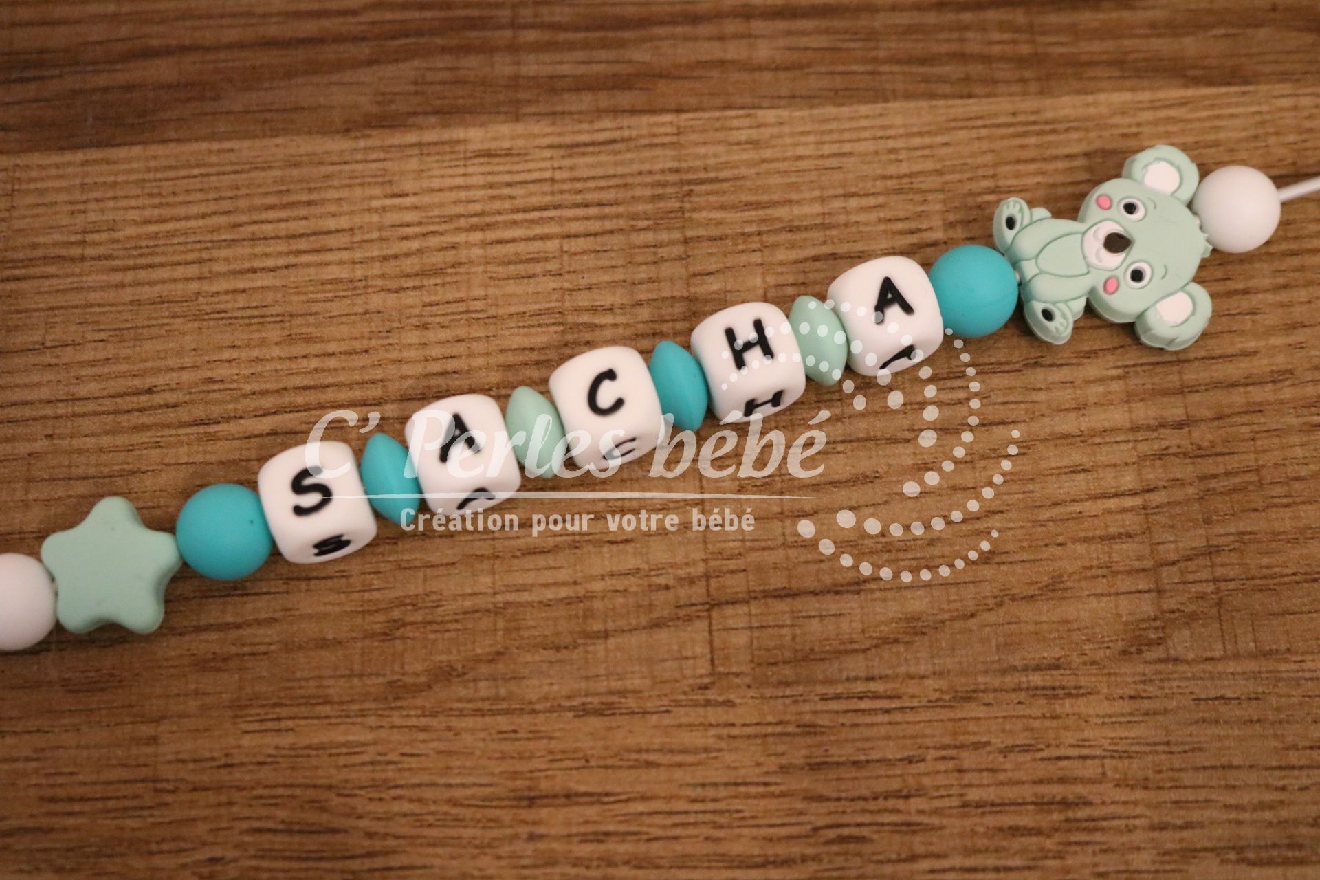 Attache tétine prénom silicone