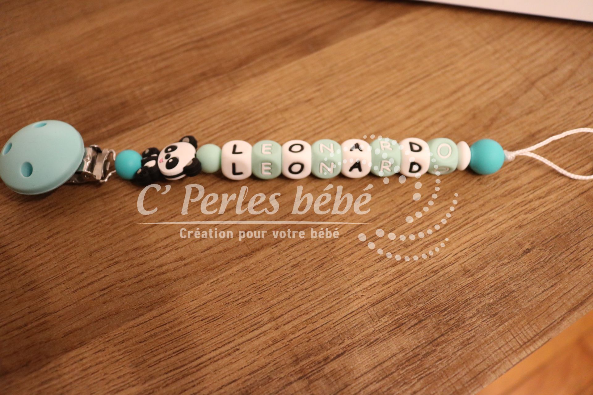 Attache tétine personnalisée panda Attache tétine personnalisée panda