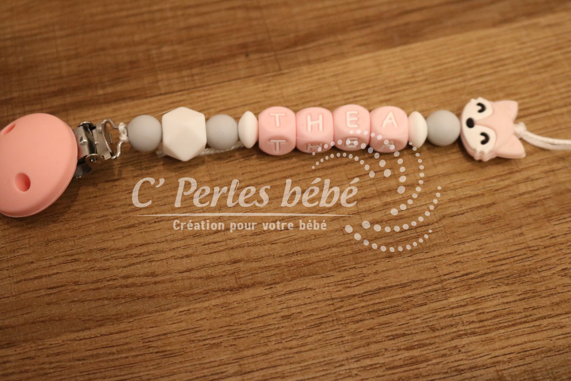 Attache tétine personnalisé renard Attache tétine personnalisé renard