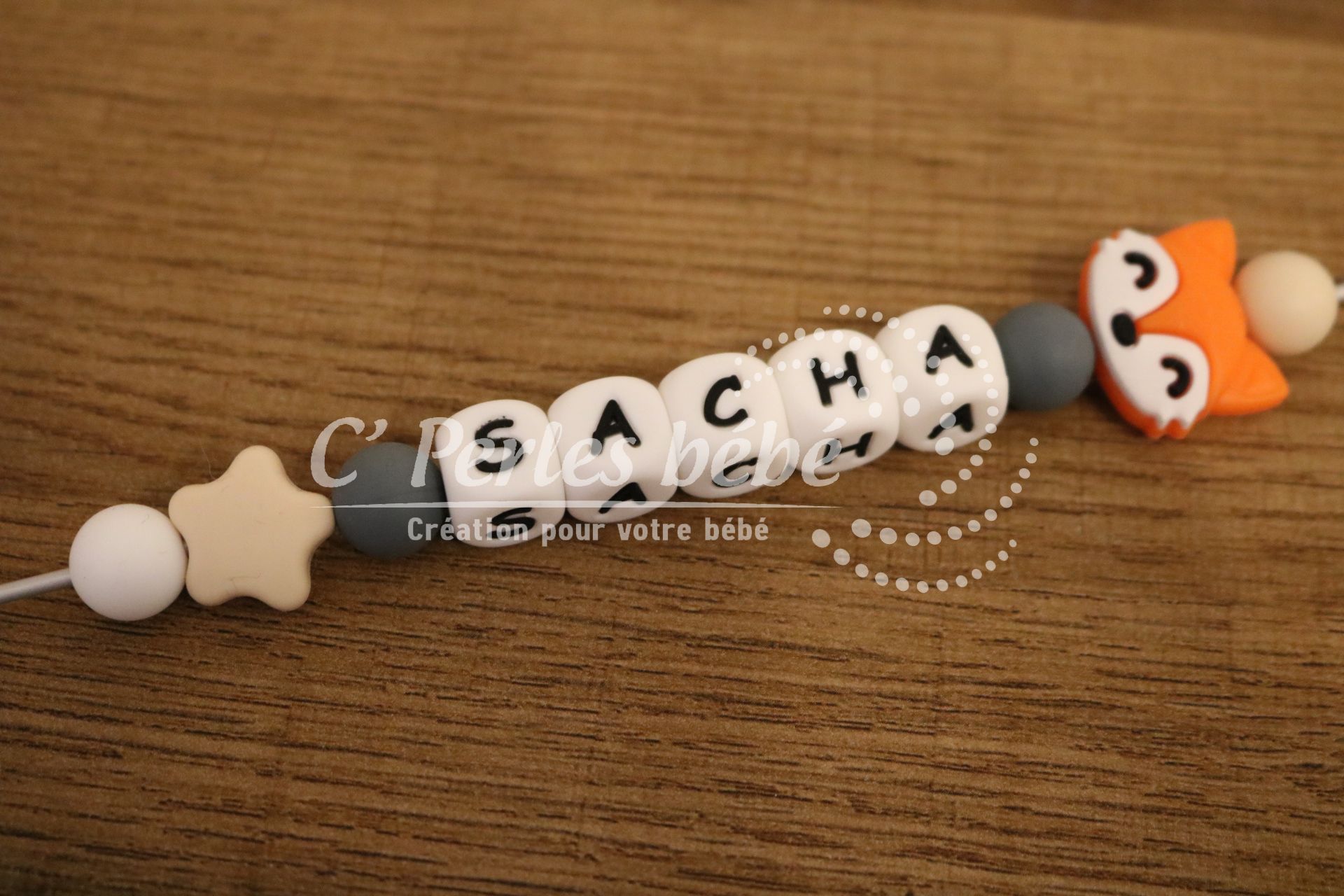 Attache tétine personnalisé renard