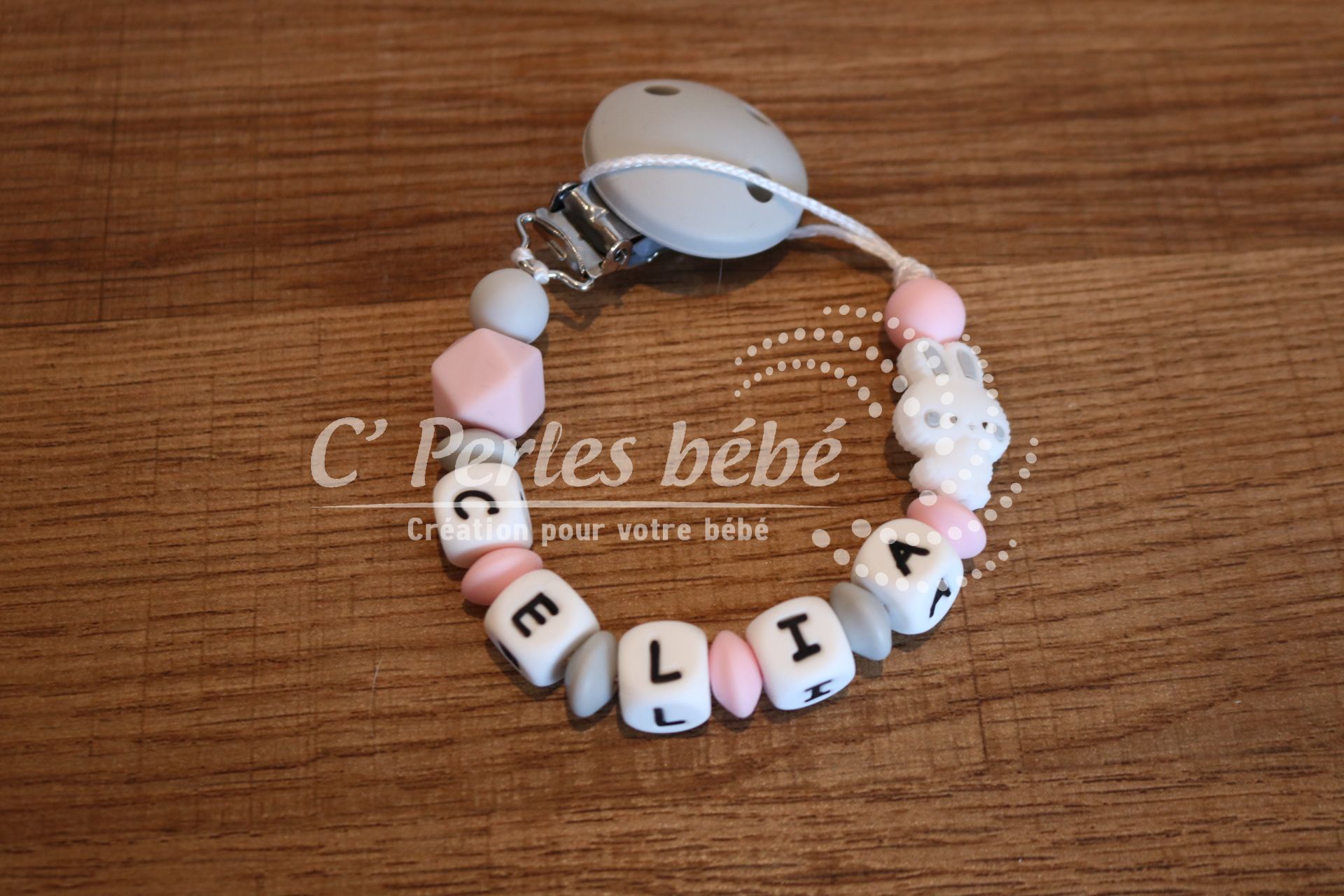 Attache tétine silicone lapin Attache tétine silicone lapin