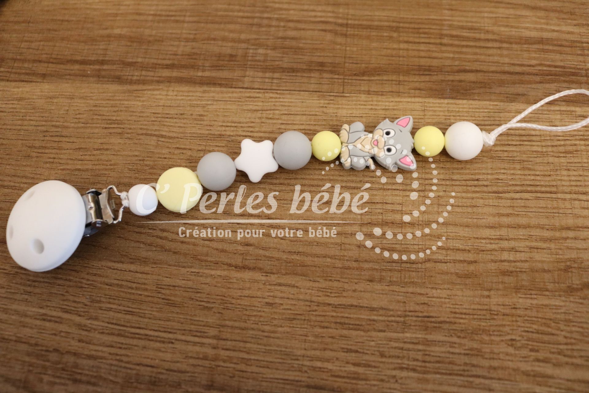 Attache tétine chat prénom