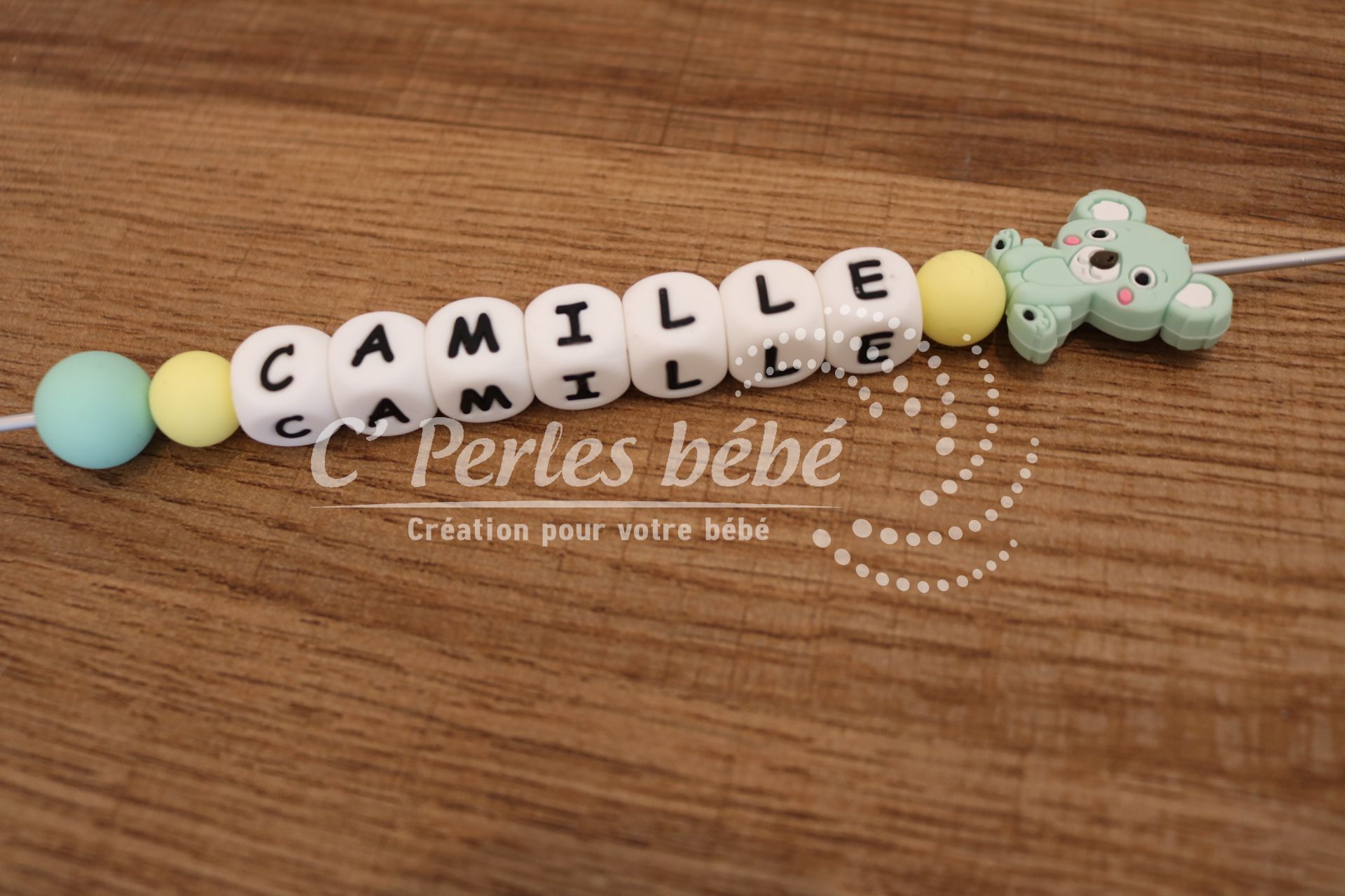 Attache tétine prénom koala