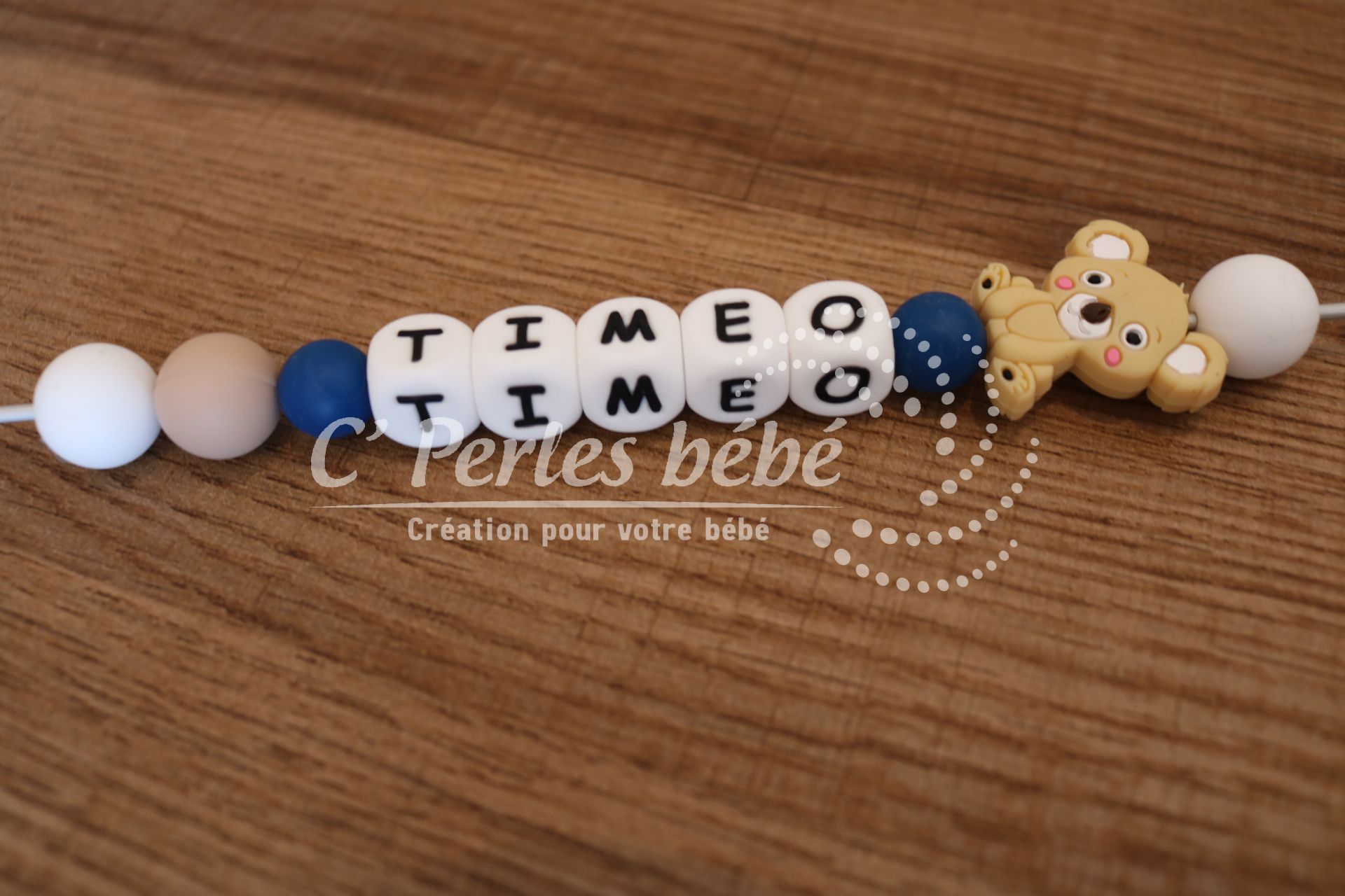 Attache tétine prénom koala