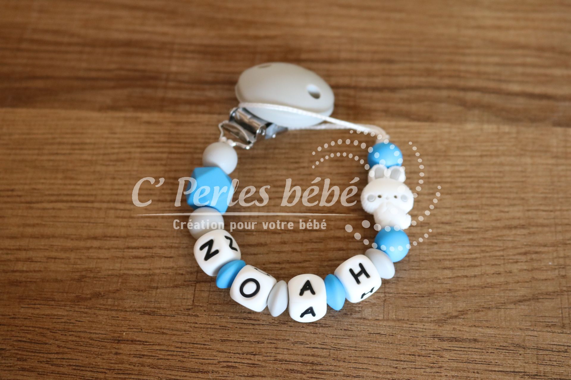 Attache tétine lapin prénom Attache tétine lapin prénom