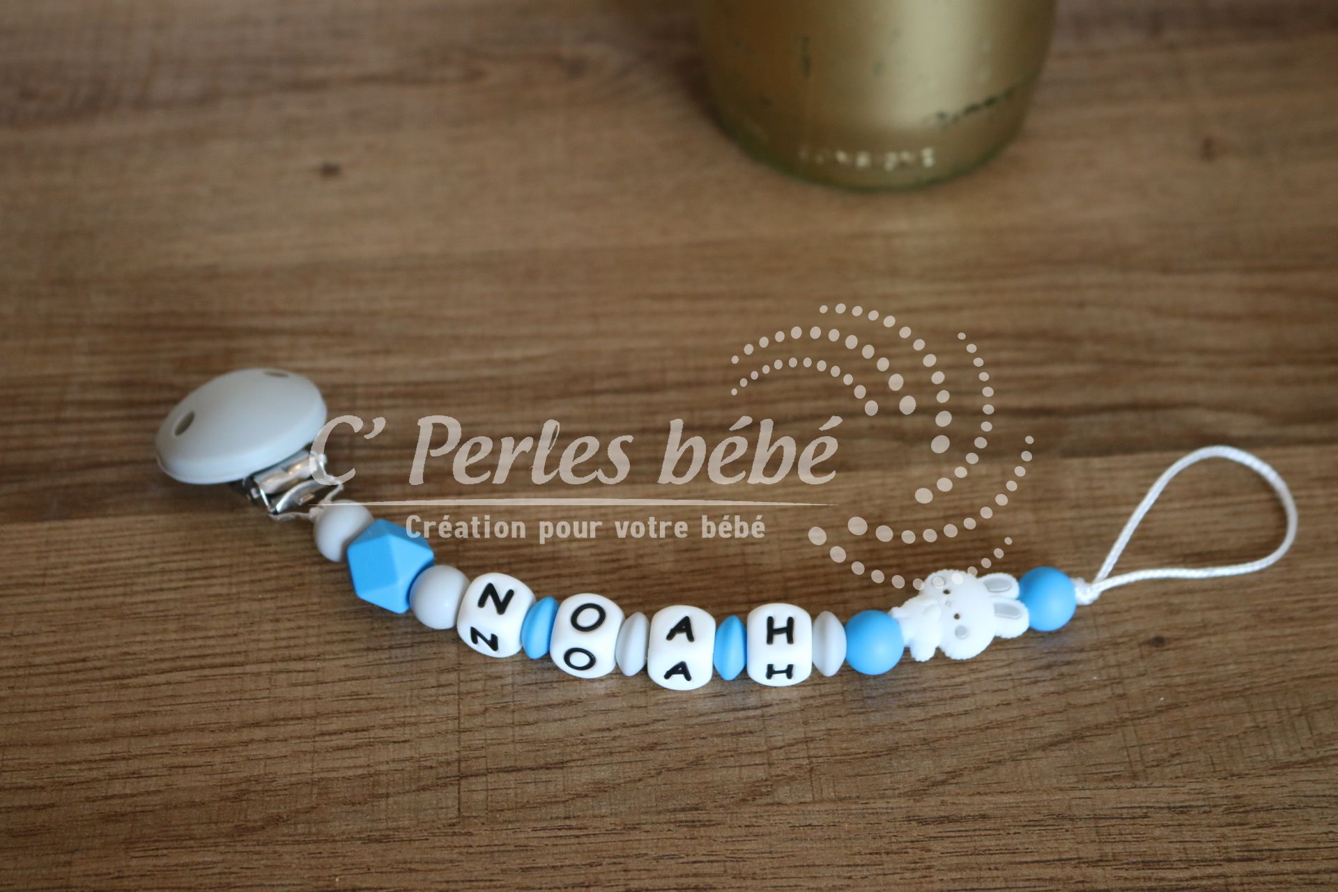 Attache tétine lapin prénom Attache tétine lapin prénom