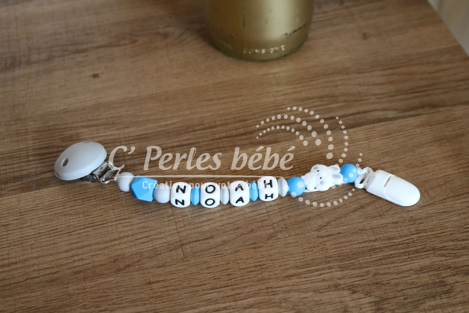 Attache doudou lapin prénom Attache doudou lapin prénom