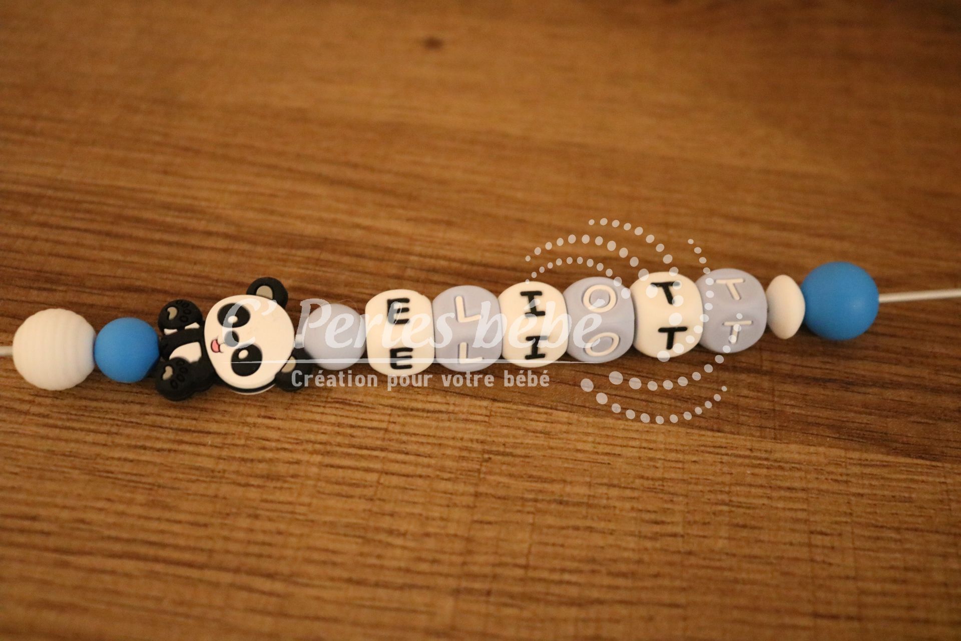 Attache tétine panda prénom Attache tétine panda prénom