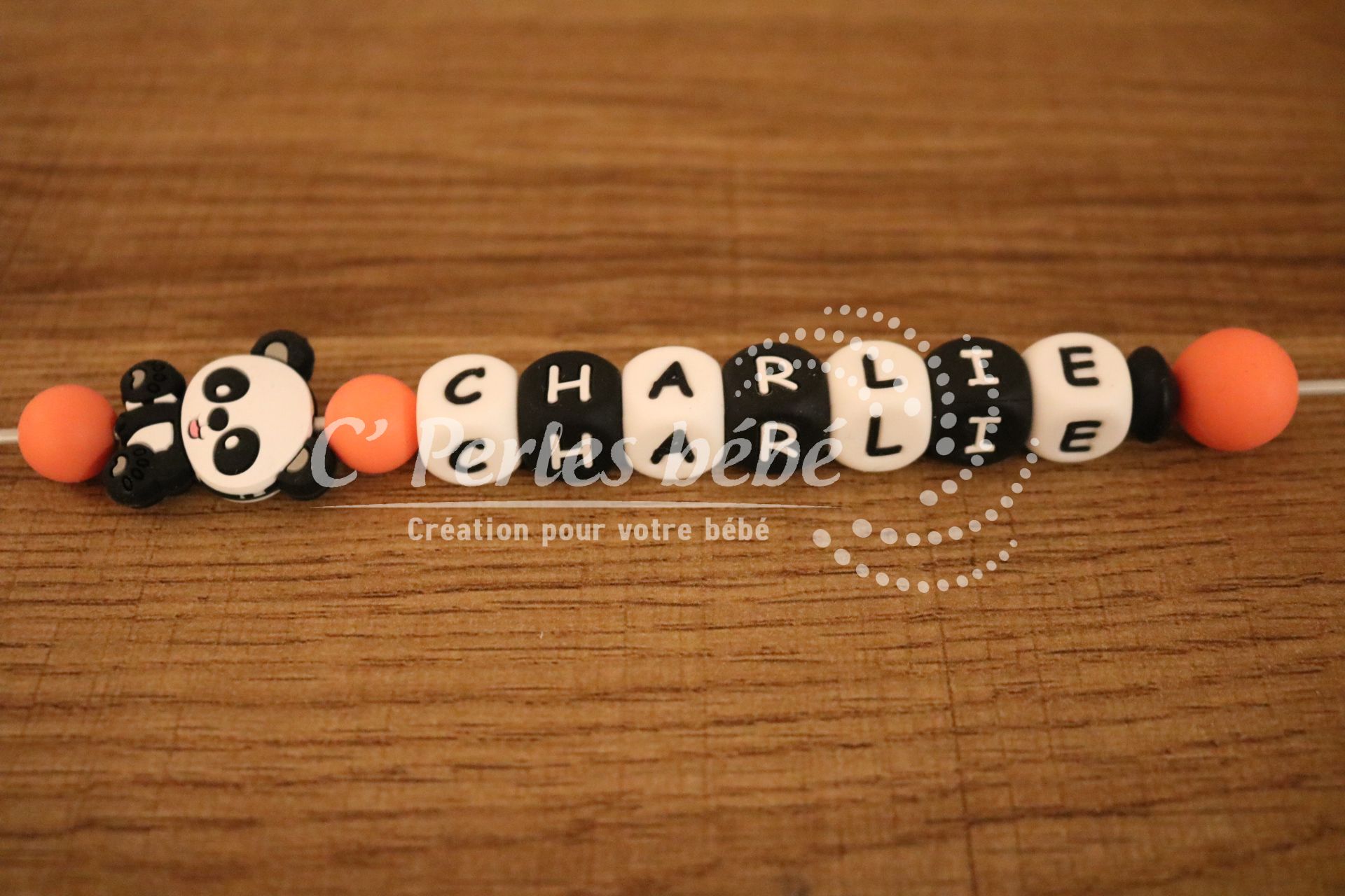 Attache tétine panda prénom Attache tétine panda prénom