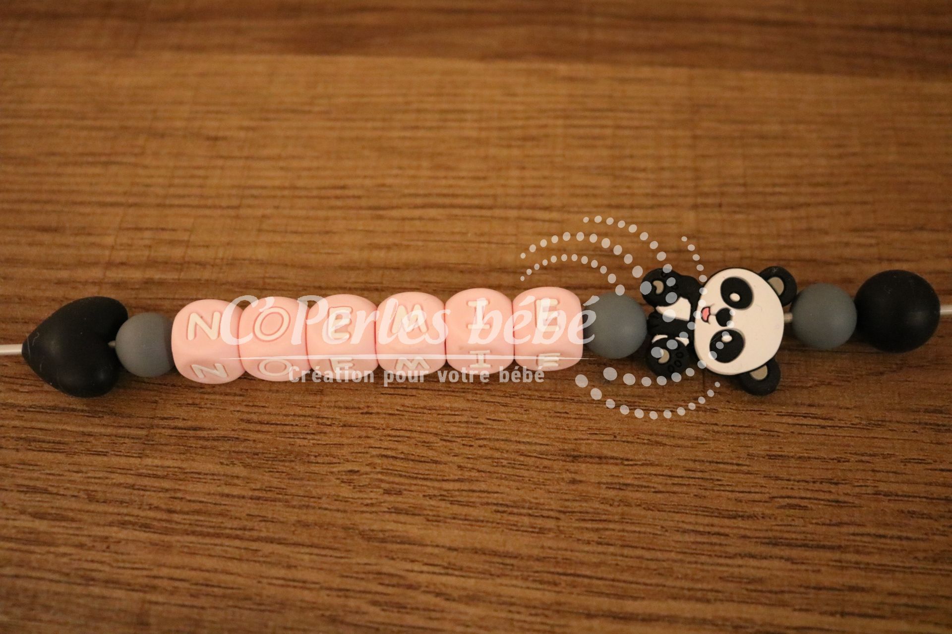 Attache tétine panda prénom Attache tétine panda prénom