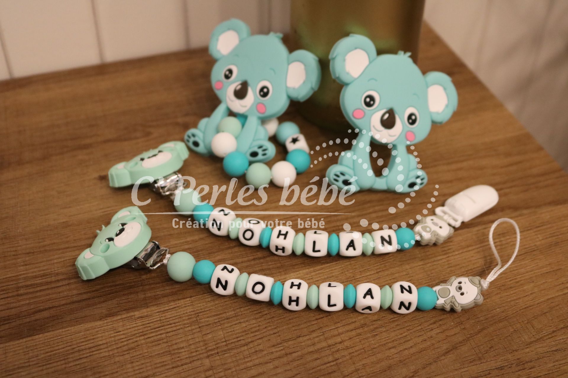 Ensemble attache tétine et doudou silicone