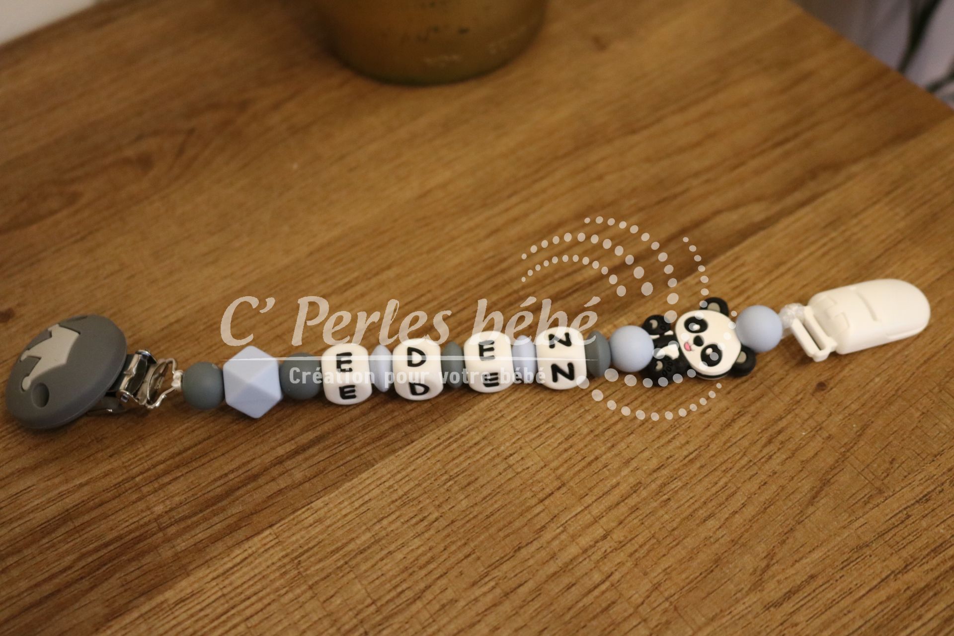 Attache doudou panda personnalisé Attache doudou panda personnalisé