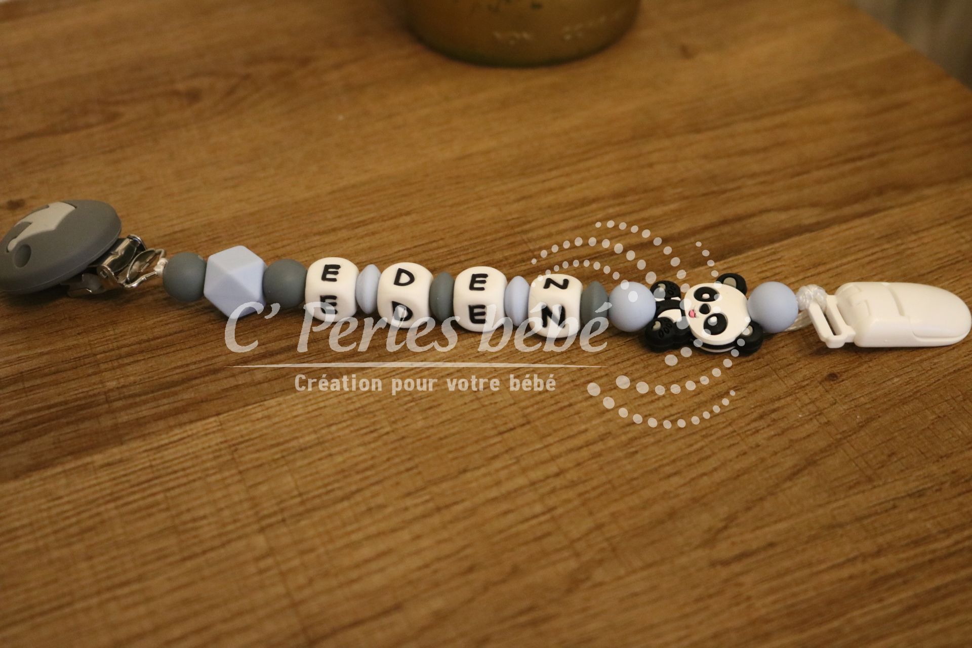 Attache doudou panda personnalisé Attache doudou panda personnalisé