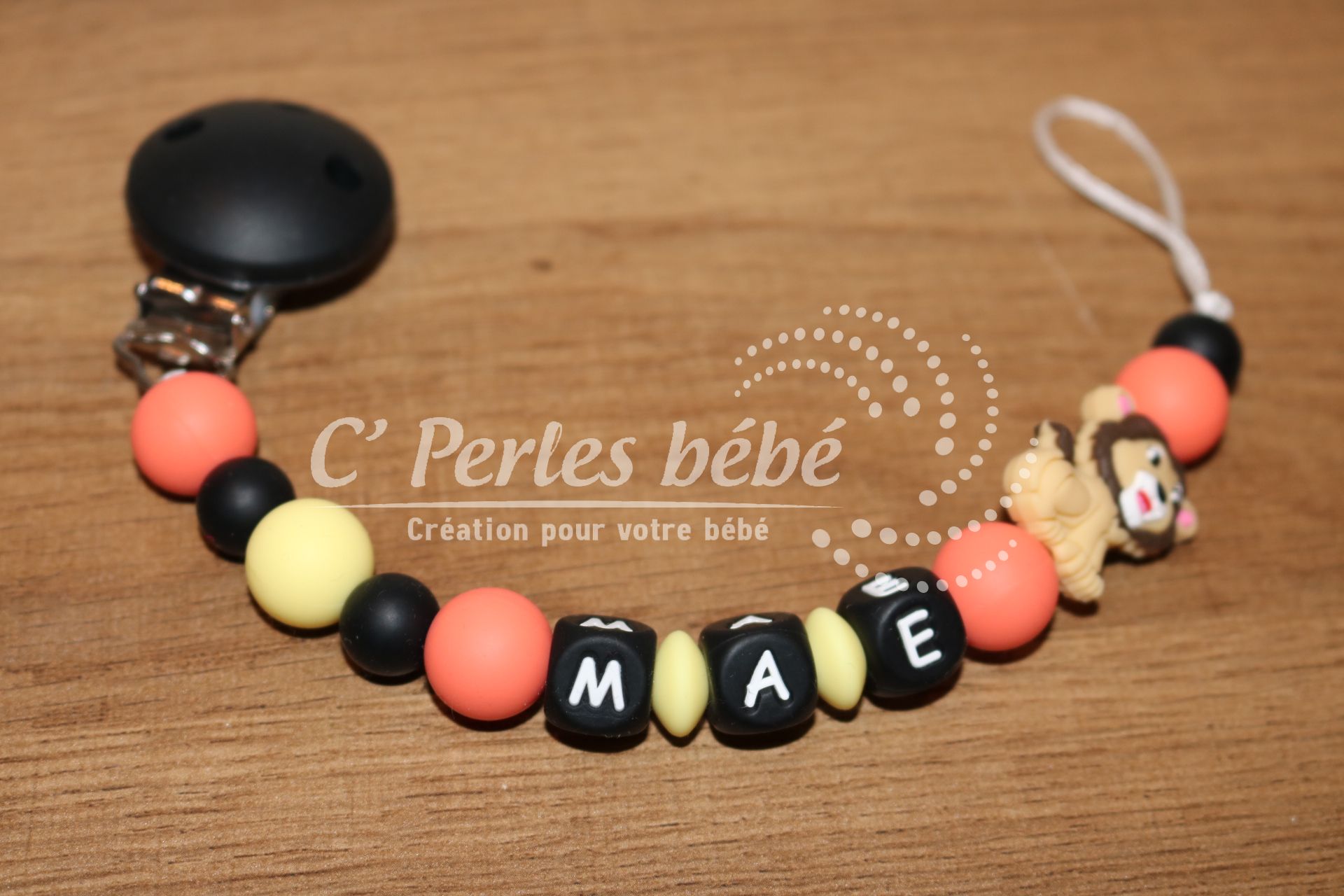 Attache sucette lion perconnalisé