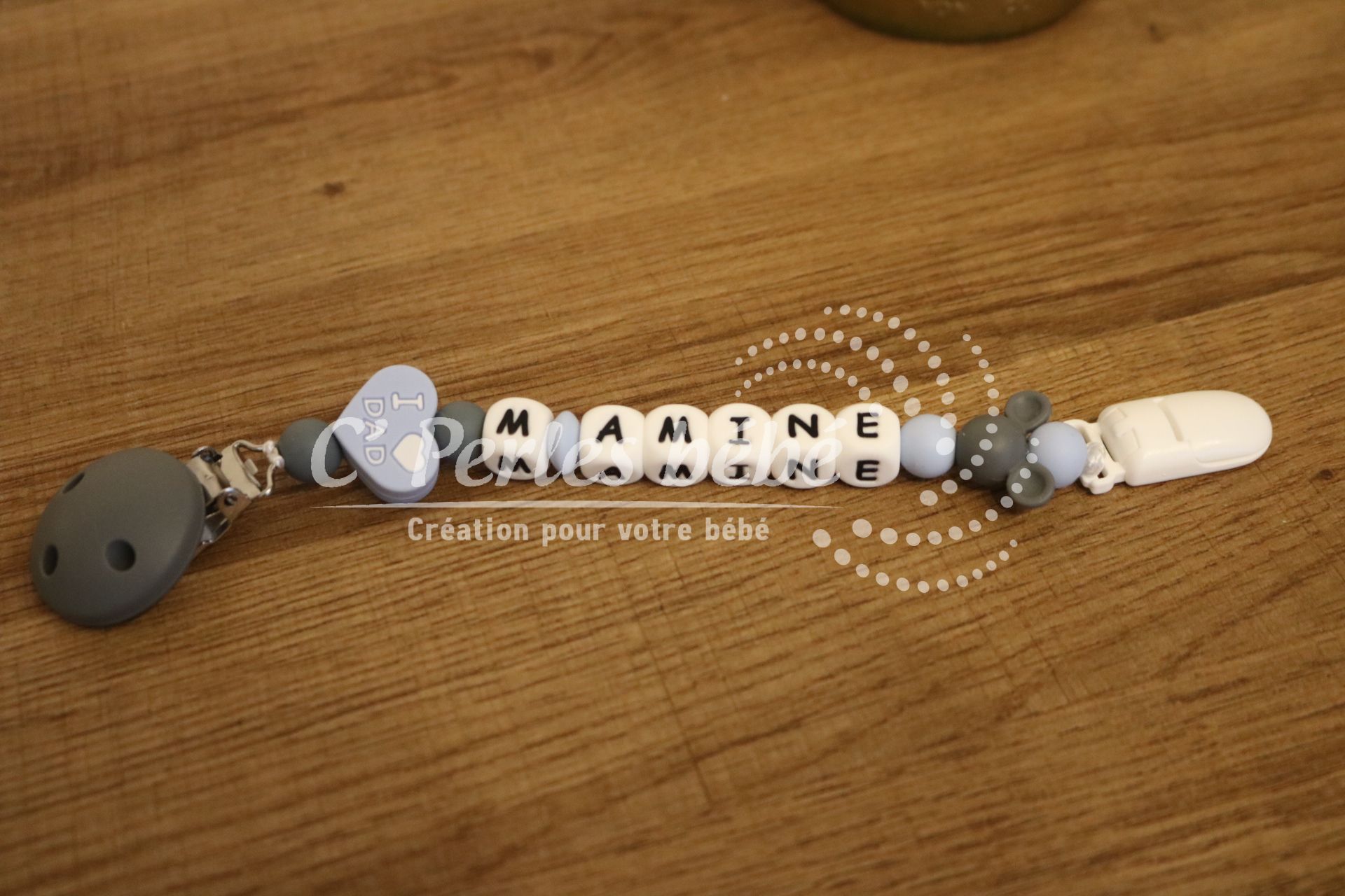 Attache doudou mickey personnalisé Attache doudou mickey personnalisé